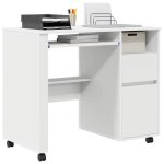Bureau avec roues / bureau dordinateurbureau informatique - vent - flash - blanc 91x50x77cm bois ding�nierie ...