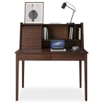 Bureau secr�taire alisa en bois massif avec 2 tiroirs 1 volet 4 niches 114 x 122 x 54 cm couleur noyer ...