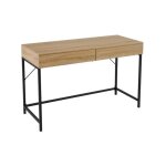 Bureau secrétaire en bois et métal noir 2 tiroirs Bureau secrétaire en bois et métal noir 2 tiroirs