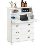 Bureau secrétaire - idimex - gomes - pin massif lasuré blanc - rangement avec abattant étagère et 3 tiroirs ... Bureau secrétaire - idimex - gomes - pin massif lasuré blanc - rangement avec abattant étagère et 3 tiroirs ...