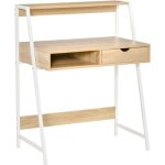 Bureau secrétaire bureau informatique style néo - rétro tiroir niche étagère métal blanc aspect chêne ... Bureau secrétaire bureau informatique style néo - rétro tiroir niche étagère métal blanc aspect chêne ...