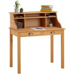 Bureau secrétaire marlene avec rangement sur plusieurs étagères et 2 tiroirs en pin massif finition cirée ... Bureau secrétaire marlene avec rangement sur plusieurs étagères et 2 tiroirs en pin massif finition cirée ...