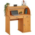 Bureau secrétaire tom avec volet roulant rangement 2 tiroirs et 1 porte avec étagère en pin massif lasuré ... Bureau secrétaire tom avec volet roulant rangement 2 tiroirs et 1 porte avec étagère en pin massif lasuré ...