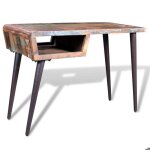 Bureau table meuble travail informatique avec pieds en fer bois de récupération 0502066 Bureau table meuble travail informatique avec pieds en fer bois de récupération 0502066
