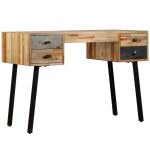 Bureau teck de rcupration massif - vidaxl - vintage - marron - 110 x 50 x 76 cm