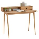 Bureau malina secrétaire en pin massif lasuré brun avec étagère et 1 tiroir Bureau malina secrétaire en pin massif lasuré brun avec étagère et 1 tiroir