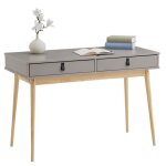 Bureau wanda en pin massif avec 2 tiroirs lasuré gris et naturel Bureau wanda en pin massif avec 2 tiroirs lasuré gris et naturel