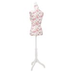Buste de couture femme - wiens - motifs � rosiers - coton blanc - hauteur r�glable 133 - 168 cm - �paule ...