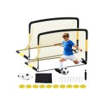 But de football 3 en 1 - lunsy - ensemble de 2 - filet de rebond ultra - r�actif - cadre en acier robuste ...