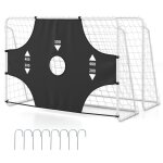 But de football portable 215 x 152 cm costway - avec toile amovible 5 cibles - filet polyester - int�rieur ...