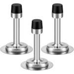 Bute de porte - 3 pices - acier inoxydable - noir - 2 en 1 - murale adhsive