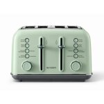Grille - pain 4 tranches - buydeem - dt640 - vert cozy - large fentes - fonction bagel et muffin