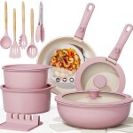 C batterie de cuisine - culinorea - 21 pcs batterie de cuisine en c�ramique antiadh�sive avec poign�es ...