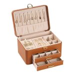 C bo�te � bijoux 25x17x14cm bo�te de rangement coffret � bijoux en cuir imperm�able de grande capacit� ...