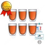 Tasse � caf� c� coffret de 6 verre � pied en verre transparent 350 ml double paroi expresso espresso ...