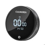 C minuteur de cuisine - culinorea - 8. 5x8. 5x2. 5cm noir recharge usb longue autonomie r�glage rotatif ...