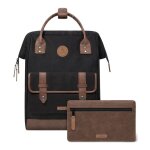 Cabaia sac � dos de loisirs noir marron pour femme et homme - adventurer waxed cotton backpack m trogir ...
