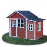 Cabane en bois pour enfants - exit toys - loft 150 rouge - bois massif - 188x149x159cm