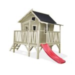 Cabane en bois pour enfants - exit toys - crooky 350 - marron et vert - 322x184x227cm Cabane en bois pour enfants - exit toys - crooky 350 - marron et vert - 322x184x227cm