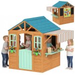 Cabane enfant ext�rieur - aiyaplay - porte - pots tableau noir jeu de lancer et 4 balles - bois - 142x120x1415 ...