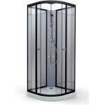 Cabine de douche en aluminium laqu - home bain - 1 / 4 de cercle - noir - 85 x 85 x 225 cm