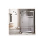 Cabine de douche angulaire - marque - 80x170cm - 2 portes coulissantes - verre sérigraphié - 195cm de ... Cabine de douche angulaire - marque - 80x170cm - 2 portes coulissantes - verre sérigraphié - 195cm de ...