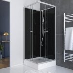 Cabine de douche carre 80x80x195 - portes coulissantes en verre tremp 5mm - squary black 2