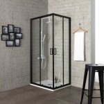 Paroi douche 90x90 profile noir opaque cristal 6mm transparent city