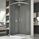 Cabine douche demi - circulaire - junior - 90x90 cm - verre 6mm - aluminium - rversible - chrom - granit ...