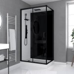 Cabine de douche 110x80x215cm - verre trempé - mitigeur noir - duality 4 rectangle Cabine de douche 110x80x215cm - verre trempé - mitigeur noir - duality 4 rectangle