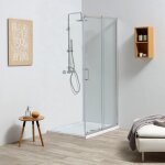 Porte coulissante et verre fixe pour paroi de douche extensible 110 - 120 leo