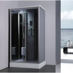 Cabine de douche hammam - lutece - rectangulaire - coulissante - gris - 120x90cm