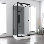 Cabine de douche hydromassante 90x90x215 cm - fonds gris et profils noir mat - grey style