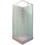 Cabine de douche ondee minea - 80x80cm - profils aluminium - fond vert