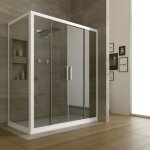Cabine douche en pvc 90x120 cm h200 transparent mod. star profil blanc 2 portes