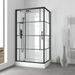 Cabine de douche 110x80cm / receveur haut - verre transparent srigraphi et blanc - profils noir