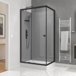Cabine de douche 110x80x215 cm - fonds gris profils noir mat - foggy