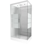 Cabine de douche rectangulaire  bandes laques - gris - 80 x 110 x 230 cm