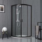 Paroi de douche semi - circulaire avec cristal transparent et profil noir mat city Paroi de douche semi - circulaire avec cristal transparent et profil noir mat city