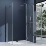 Cabine de douche transparent en angle 70x100cm paroi de douche rectangulaire sogood ravenna4k verre de ...