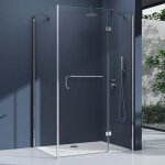 Cabine de douche transparent en angle 75x140cm paroi de douche rectangulaire sogood ravenna4k verre de ...