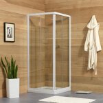 Paroi de douche quadrato 80x80 avec profils blancs venere