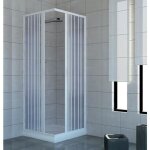 Cabine paroi de douche en pvc acquario 90x90 cm - blanc mat - portes pliantes - rversible