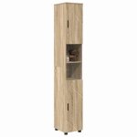 Cabinet de salle de bain - vidaxl - ch�ne sonoma - 30x35x192 cm - bois ding�nierie - 2 portes - usage ...