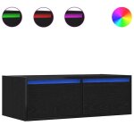 Cabinet tv rustique - paraj - meuble tv / hifi - avec lumi�res led - pour chambre / salon - ch�ne noir ...