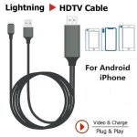Cble adaptateur lightning apple ios vers hdmi tv av 2 m ultra hd 1080p 4k