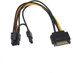 Cble dalimentation sata 15 pin mle vers 8 (6 + 2) pin mle pci - e express vga splitter hub 15cm power ...