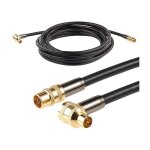 Câble antenne coaxial - auvisio - 105 db - 5 m - connecteur coudé 90° - noir Câble antenne coaxial - auvisio - 105 db - 5 m - connecteur coudé 90° - noir