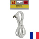 Câble dantenne tv coaxial connecteur double coudé 90° mâle femelle 665 Câble dantenne tv coaxial connecteur double coudé 90° mâle femelle 665