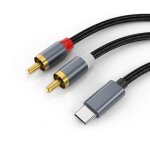 Cble audio stro usb - c vers 2x rca pour tlphone portable tablette lecteur mp3 - inf - gris - 120 ...